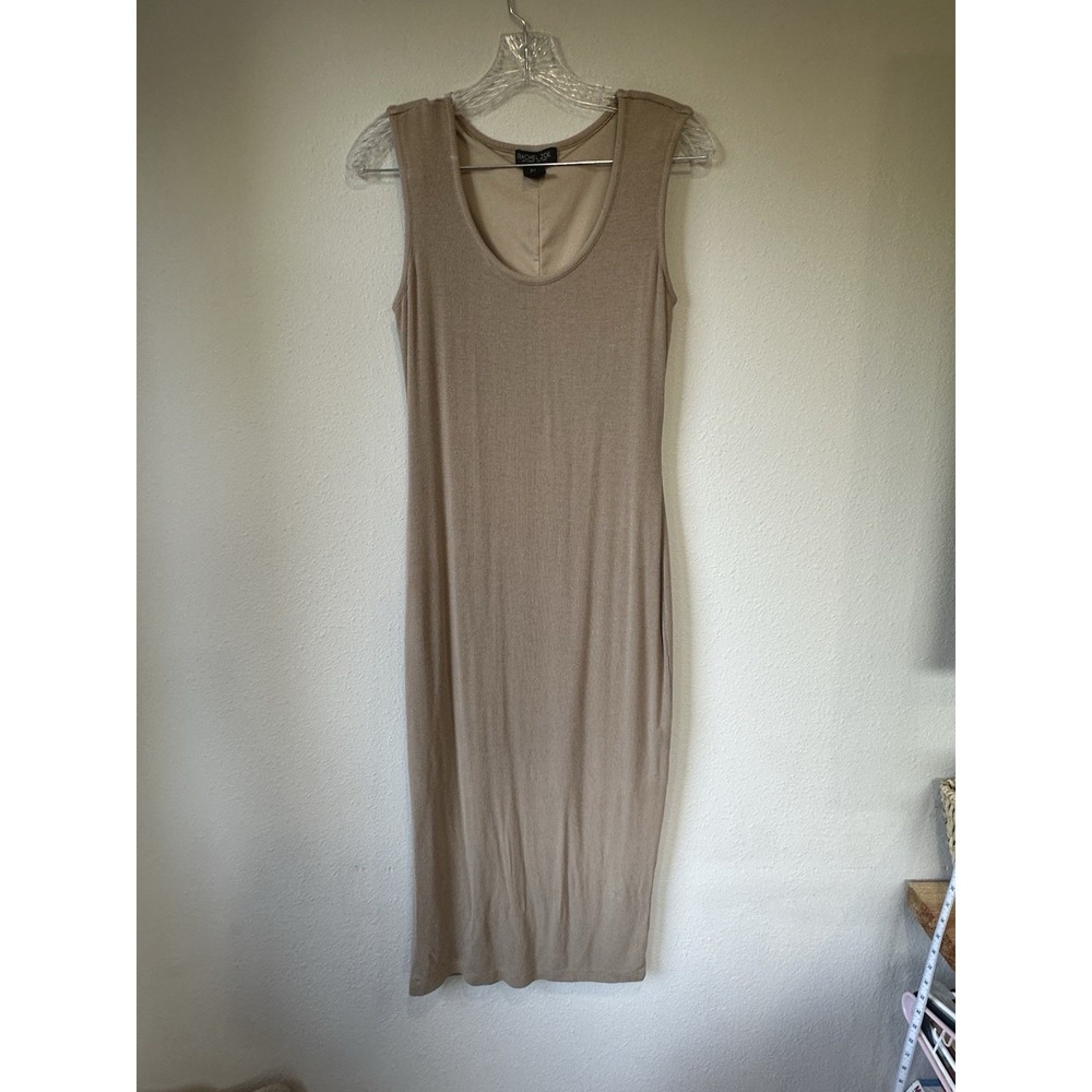 Rachel Zoe Ribbed Tank Dress Tan Size Small Lined Stretch Sleeveless